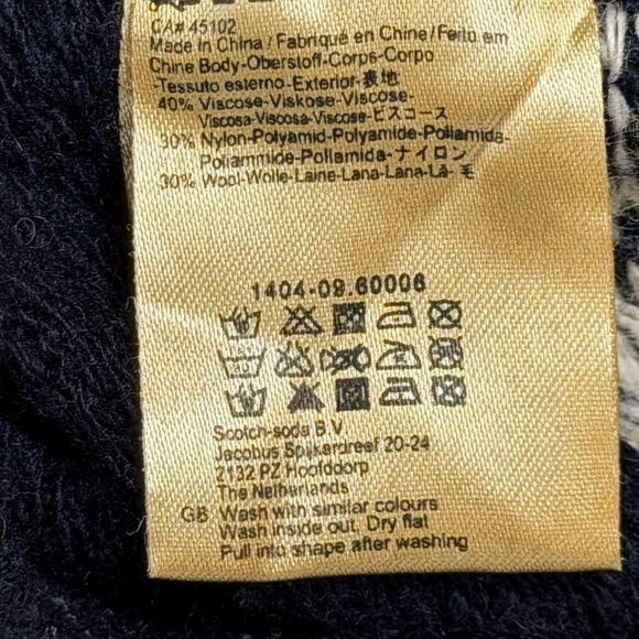 Scotch & Soda Men’s Navy and White Patterned Crewneck Sweater Size M Wool Blend - Picture 6 of 9